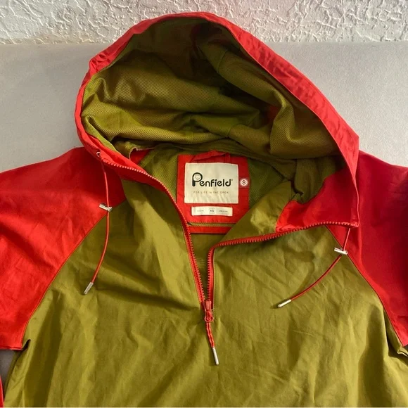 Penfield ANORAK Windbreaker Hooded Jacket Hooded Men’s  XS Red Green Trail Crew - Picture 3 of 16